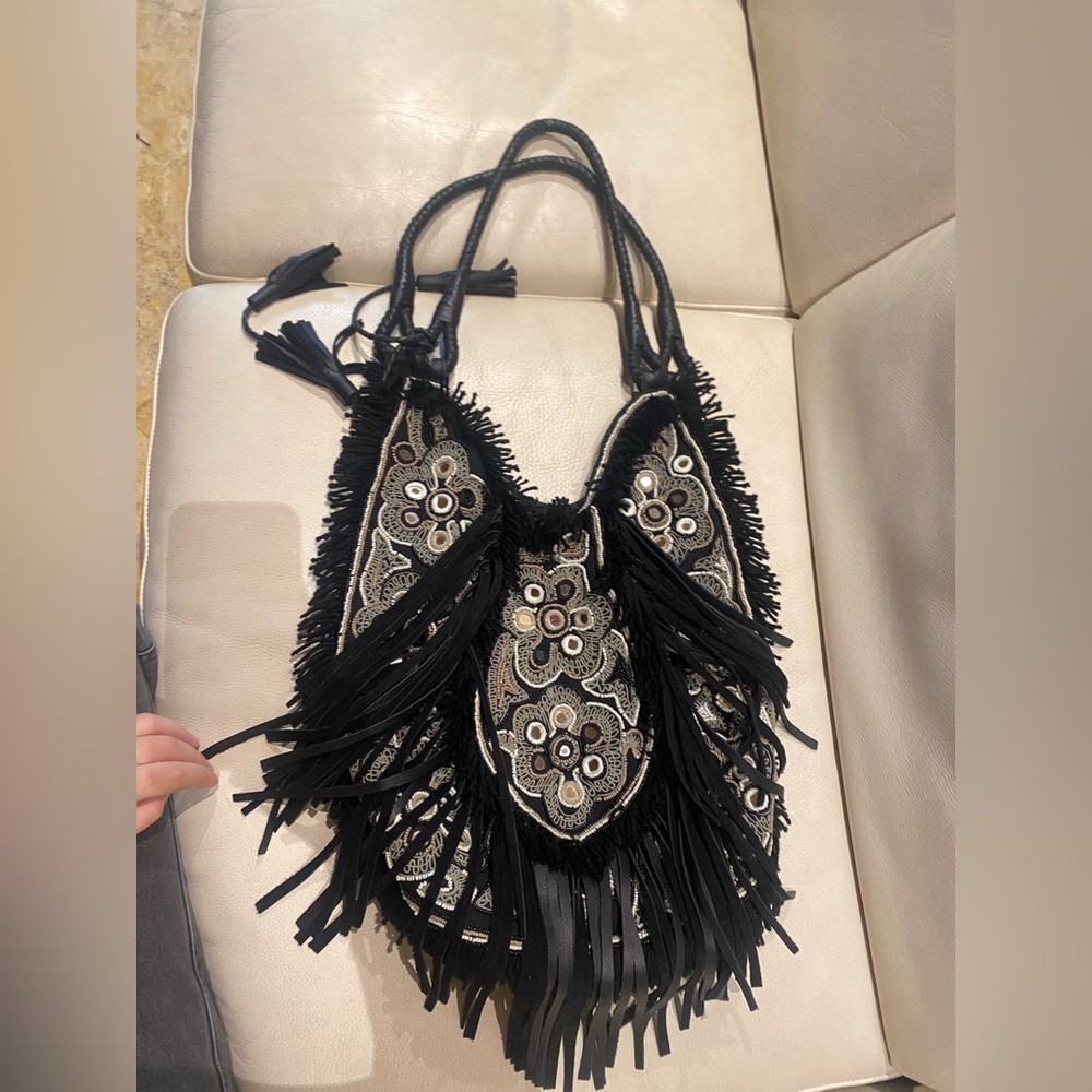 IbBan anthropologie black handmade bag
